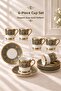 Shawl Patterned Coffee Cup Set with Gold Detail for 6 People