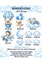 Blue Tone Bears Children's and Baby's Room Wall Door Glass Sticker Set - 4