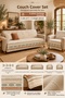Multi-Purpose Modern Bohemian Velvet Sofa Cover, Sofa Bed Cover Set with Non-Slip Foam 3,3,1,1