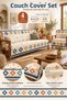 Multi-Purpose Modern Bohemian Velvet Sofa Cover, Sofa Bed Cover Set with Non-Slip Foam 3,3,1,1