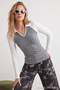 Anthracite Plain Cowl Neck Fitted/Bodycon Knitted Blouse Twoaw27Bz00294 - 2