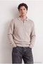 Beige Regular/Normal Cut Zipper Pocket Detailed Knitwear Polo Collar Sweater Tmnaw27Kz00020