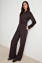 Koyu Kahverengi Kemer Detaylı Wide Leg/Geniş Paça Kumaş Pantolon TWOAW27PL00069 - 2