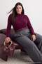 Plum Sandy Shirred Detailed Long Sleeve Knitted Plus Size Blouse Tbbaw26Af00104