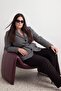 Gray Self-Belted Herringbone Woven Cashmere Blazer Plus Size Jacket Tbbaw27Ag00021 - 3