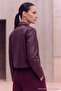 Plum Regular Fit Faux Leather Jacket with Stitching Detail Coattwoaw27Mo00053 - 5