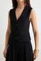 Black Regular Lace Detailed V-Neck Regular Crepe Knitted Vest Twoaw27Ye00026 - 3