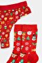 Red 2-Piece Cotton Blend Christmas Themed Thong Panties-Socks Thmaw27Ku00059 - 3
