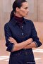 Trendyol Studio Koyu Mavi Dikiş Detaylı Denim Ceket TWOAW27CE00078 - 3