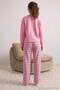 Pink Cotton Blend Striped Soft Buttoned Knitted Pajamas Set Thmaw27Pt00211 - 3