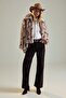 Brown Suede Look High Waist Wide Leg Jeans Twoaw27Je00243