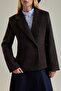Koyu Kahverengi Kadife Blazer Ceket TWOAW27BC00055 - 2