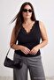 Black V Lace Collar Detailed Knitted Plus Size Blouse Tbbss26Af00241 - 2