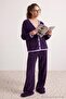 Mor Renk Bloklu Wellsoft Örme Pijama Takımı THMAW27PT00110