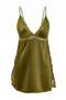 Haki Saten Dantel ve Yırtmaç Detaylı İp Askılı Dokuma Babydoll/Fantezi Gecelik THMSS25CY00001