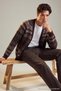 Brown Slim Fit Wool V-Neck Jacquard Knitwear Cardigan Tmnaw20Hi0029 - 2