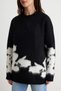 Black Floral Embroidered Thick Oversize Knitwear Sweater Twoaw27Kz00297 - 4