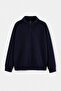 Plus Size Navy Blue Regular Fit Brushed Thessaloniki High Neck Sweatshirt Tmnaw27Ao00029