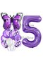 Purple Butterfly Concept 5 Year Old Balloon Set Butterfly Butterfly Purple Number Balloon Party Birthday Balloon Set - 2