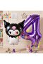 Sanrio Black Kuromi Concept Foil Balloon and 4 Year Old Purple Foil Number Balloon Set