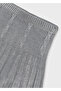 Girl's Glittery Hair Braid Patterned Pleated Knitwear Skirt - Silver - 8