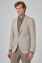 Men's Beige Knitted Trendy Patterned Slim Fit Mono Collar Jacket - 3