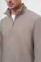 Men's Gray Zippered Bato Collar Sweatshirt - 4