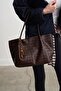Miura Charm Detailed Knitted Shoulder Bag Brown - 6
