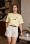 Women's Oversize T-Shirt Morning Brew Printed Yellow – Crew Neck, Comfortable Fit, 100% Cotton - 2