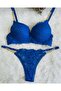 Padded Bra Set – Lace Push up Women's Underwear S Cobalt Avi - 2