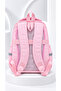 Character Patterned Pink Color Foil Girls' Primary School Backpack with Nutrition and Pen Holders - 5