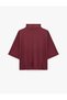 Modal Fabric Elbow Length Bat Sleeve Stand Collar Plum Color Blouse - 5