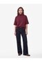 Modal Fabric Elbow Length Bat Sleeve Stand Collar Plum Color Blouse