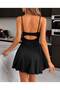 Women's Black Lace Heart Detailed Chest-Cutout Lycra Satin V-Neck Stylish Nightgown - 2