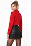Red Women's Regular Fit Double Breasted Woven Crop Blazer Jacket - Stylish & Sporty - 5