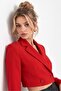 Red Women's Regular Fit Double Breasted Woven Crop Blazer Jacket - Stylish & Sporty - 2