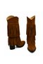 Genuine Suede Tasseled Western Heeled Boots E13 Suede Sigaro - 5