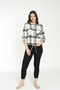 Women's Cotton Plaid Lumberjack Shirt and Knitted Pants Bottom-Top Set 22025