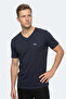 Rivaldo in Men's V-Neck Navy Blue T-Shirt - 5