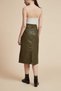 Solid Knee-Length Leather Skirt - 6