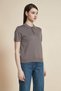 Solid Shirt Collar Short Sleeve Top - 4