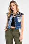 Camouflage Denim Detail Crop Women's Vest