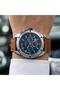 Brown Leather Cord Navy Blue Dial 2 Years Warranty Frmb01108A Men's Wristwatch - 2