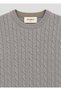 Gray Color Men's Knitted Detailed Crew Neck Knitwear - 2