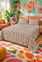 Black Leaf Patterned Bedspread 200X220 Double Pique Set - 6