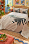 Abstract Leaf Patterned Bedspread 200X220 Double Pique Set - 4