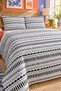 Black and White Leaf Motif Bedspread 200X220 Double Pique Set - 4