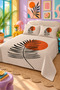 Abstract Leaf and Sun Patterned Bedspread 200X220 Double Pique Set - 5
