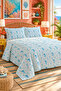 Blue Double Printed Sea Horse Pique - 200x220 Cm - 3
