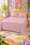 Pink Tiny Floral Patterned Bedspread 200X220 Double Pique Set - 3